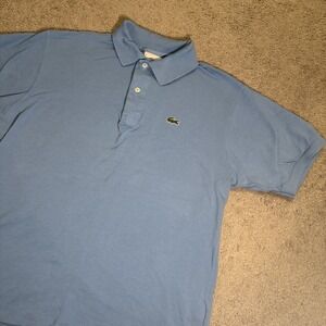 Lacoste Blue Polo Shirt Men's Size 5 Large Logo Short Sleeve Peru Pique